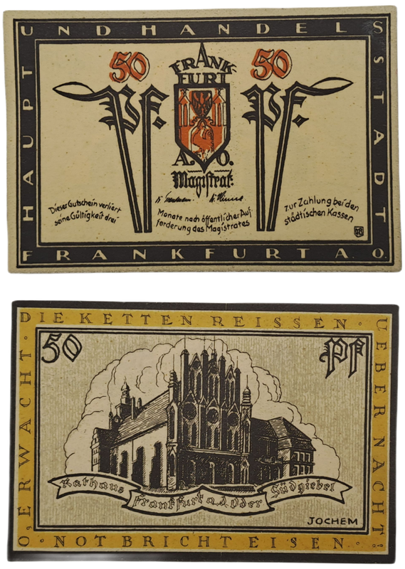 Germany 1922 notgeld  50 Pfennig-City of Frankfurt an der Oder-Weimar Republic-UNC