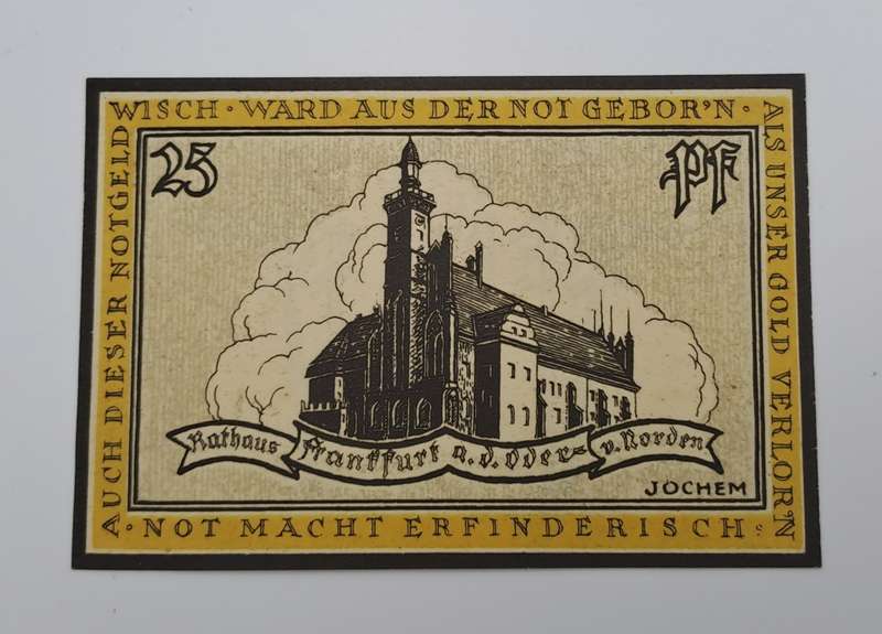 Germany 1922 notgeld  25 Pfennig-City of Frankfurt an der Oder-Weimar Republic-UNC