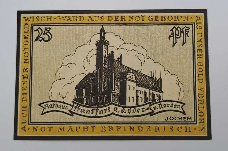 Germany 1922 notgeld  25 Pfennig-City of Frankfurt an der Oder-Weimar Republic-UNC