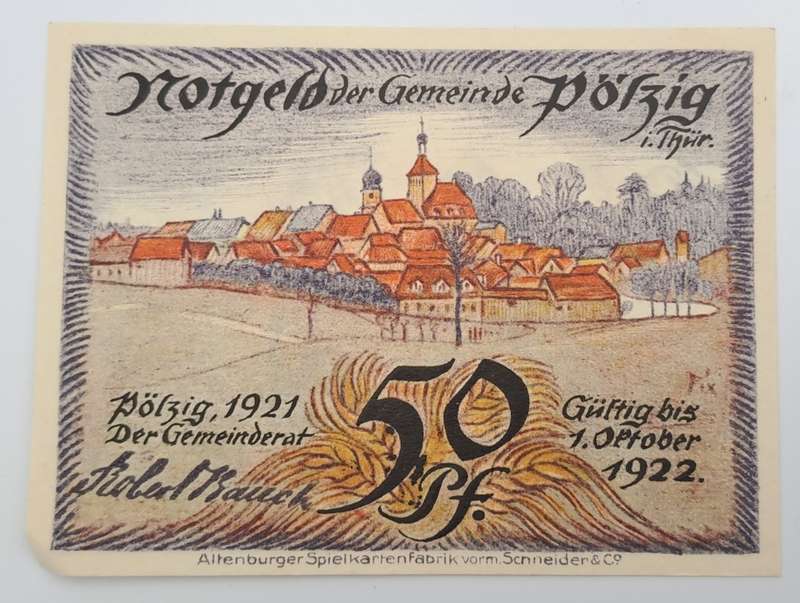 Germany 1921 notgeld  50 Pfennig-Municipality of Pölzig (Thuringia) -UNC