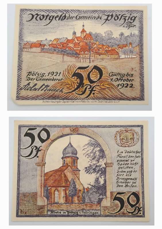 Germany 1921 notgeld  50 Pfennig-Municipality of Pölzig (Thuringia) -UNC
