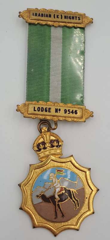 Vintage ARABIAN (K)Nights  LODGE 9546 Masonic Jewel (Free Mason) Engraved