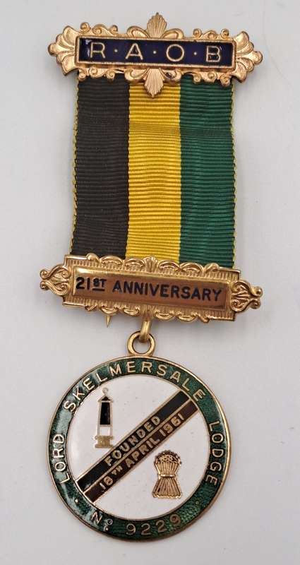 Vintage R.A.O.B  21st Anniversary Lord Skelmersale Lodge Masonic Jewel (free Mason)