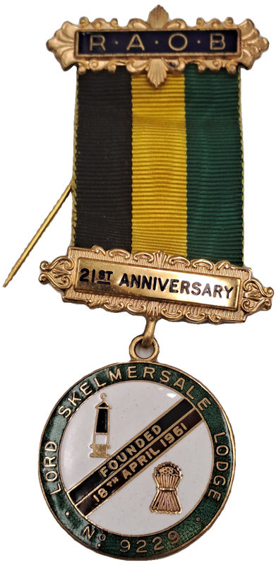 Vintage R.A.O.B  21st Anniversary Lord Skelmersale Lodge Masonic Jewel (free Mason)
