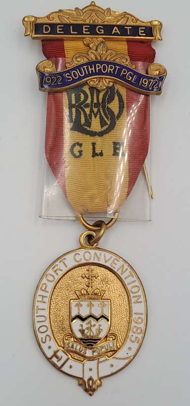 Vintage Delegate 1922-1972 Southport PGL Southport Convention 1985 Masonic Jewel