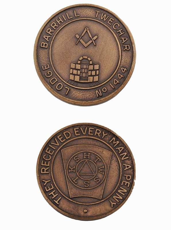 Vintage Masonic Penny Lodge Barrhill Twechar No 1444-