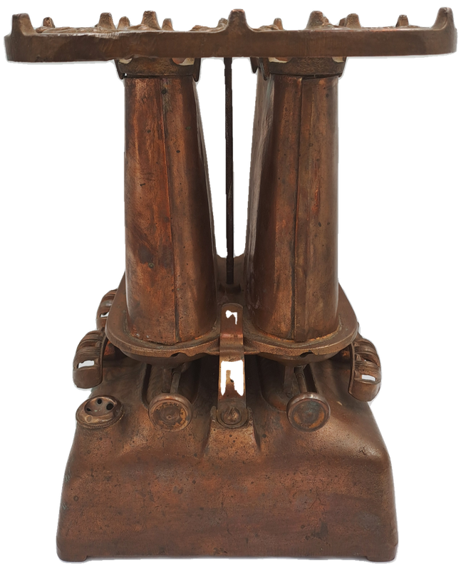 Early 1900`s Antique Cast Iron Twin Beatrice No 11 Kerosene stove -Copper plated