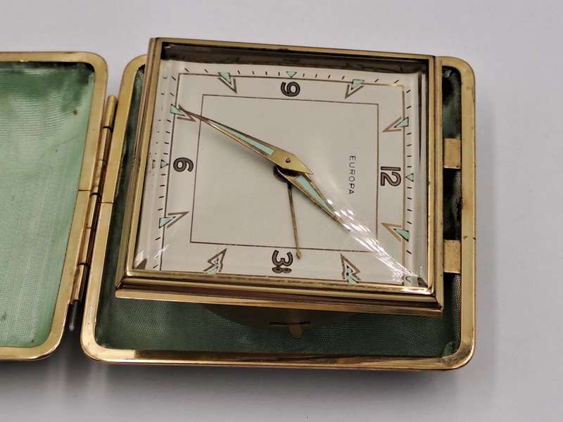 Vintage Europa Alarm Travel Clock in Case - Working
