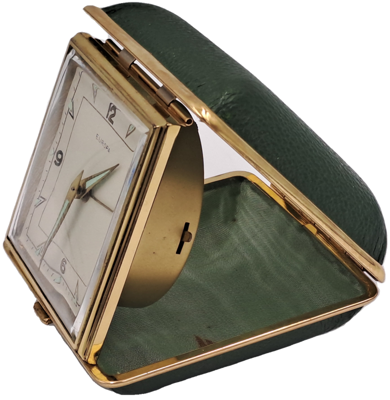 Vintage Europa Alarm Travel Clock in Case - Working