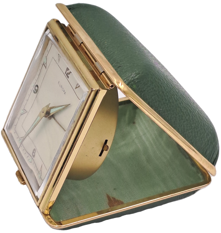 Vintage Europa Alarm Travel Clock in Case - Working