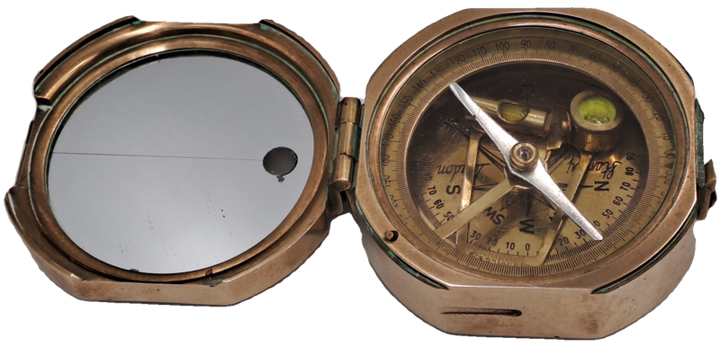 1940`S Stanley London Natural Sine Solid Brass Compass-in Wooden Box