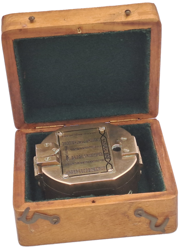 1940`S Stanley London Natural Sine Solid Brass Compass-in Wooden Box