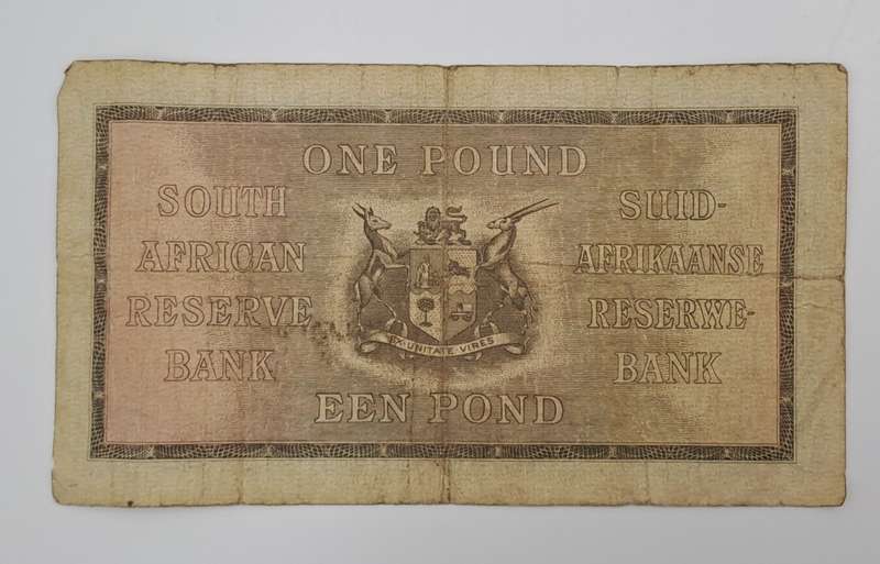 J. Postmus 1941 A113 Prefix - South Africa One Pound -Een Pond Bank note Circulated
