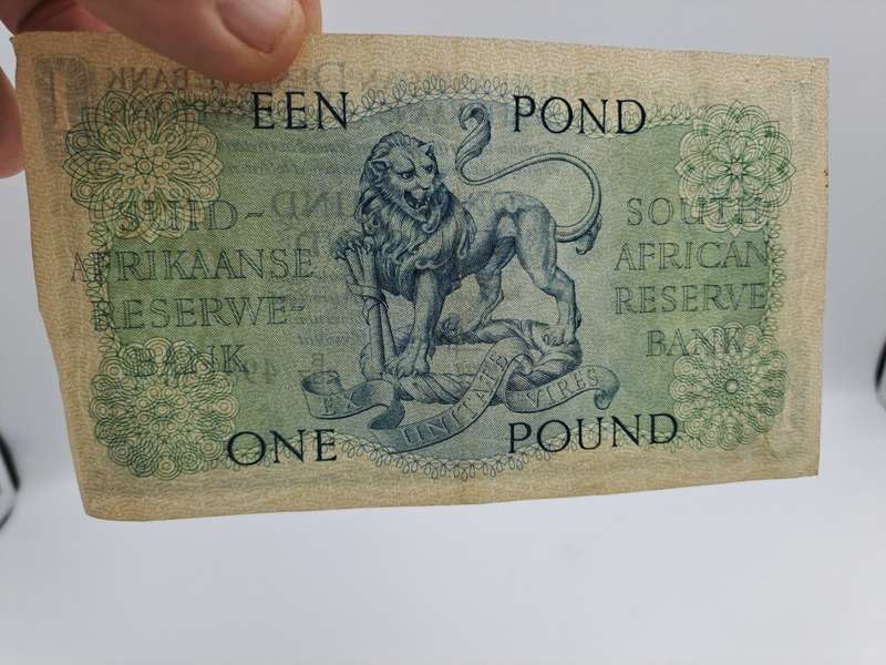 M.H De Kock B287 Prefix - 1957 South Africa One Pound -Een Pond Bank note Circulated