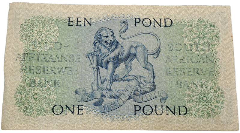 M.H De Kock B287 Prefix - 1957 South Africa One Pound -Een Pond Bank note Circulated