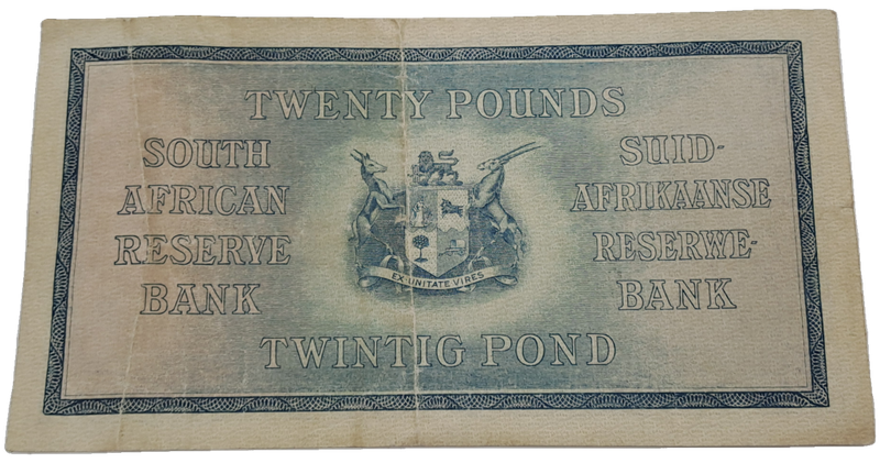 RARE!! J. Postmus 1933 South Africa 20 Pound -Twintig Pond Bank note Circulated