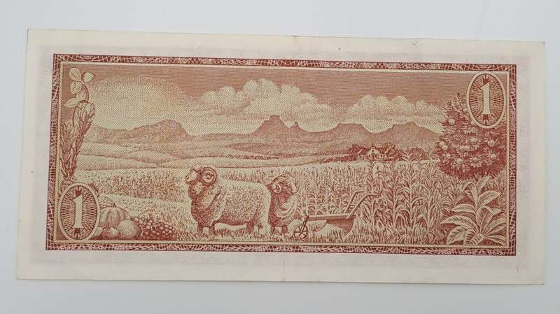 South Africa T.W. de Jongh 1975 One Rand Note Prefix B395 UNCIRCULATED