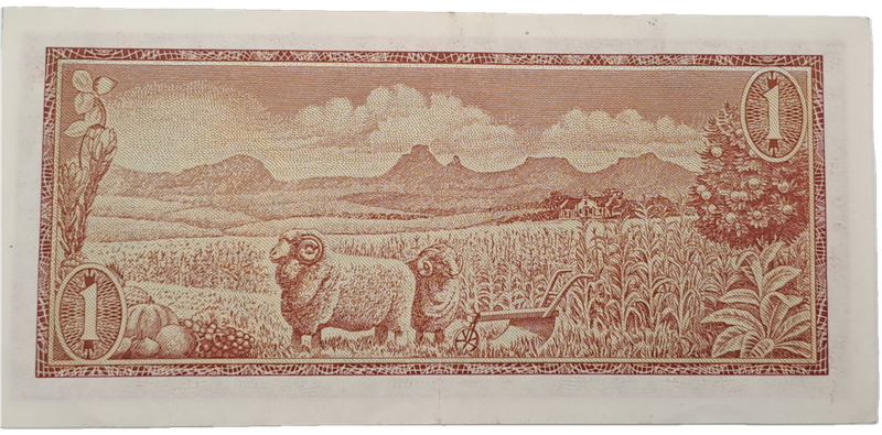 South Africa T.W. de Jongh 1975 One Rand Note Prefix B395 UNCIRCULATED