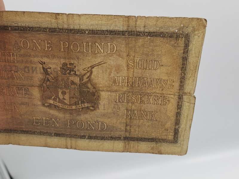 J. Postmus 1938 A85 Prefix - South Africa One Pound -Een Pond Bank note Circulated