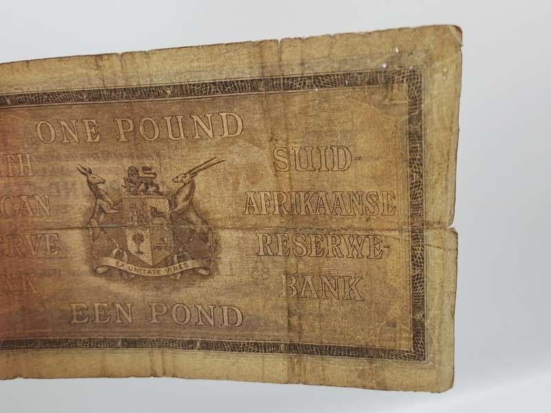 J. Postmus 1938 A85 Prefix - South Africa One Pound -Een Pond Bank note Circulated