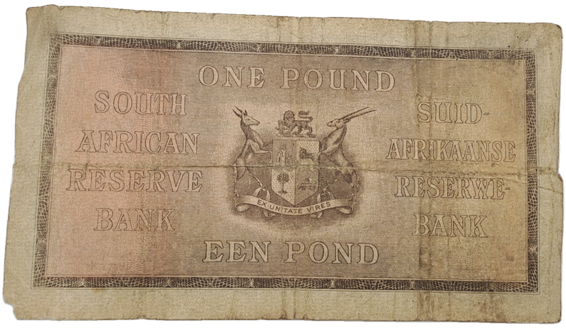 J. Postmus 1938 A85 Prefix - South Africa One Pound -Een Pond Bank note Circulated
