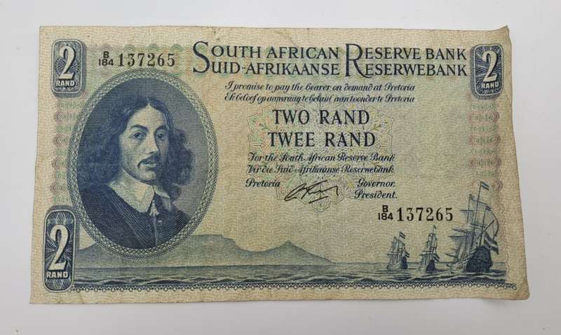G.Rissik 1962 B184 Prefix - South Africa 2 Rand -Two Rand Bank note Circulated