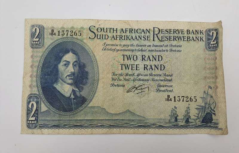 G.Rissik 1962 B184 Prefix - South Africa 2 Rand -Two Rand Bank note Circulated