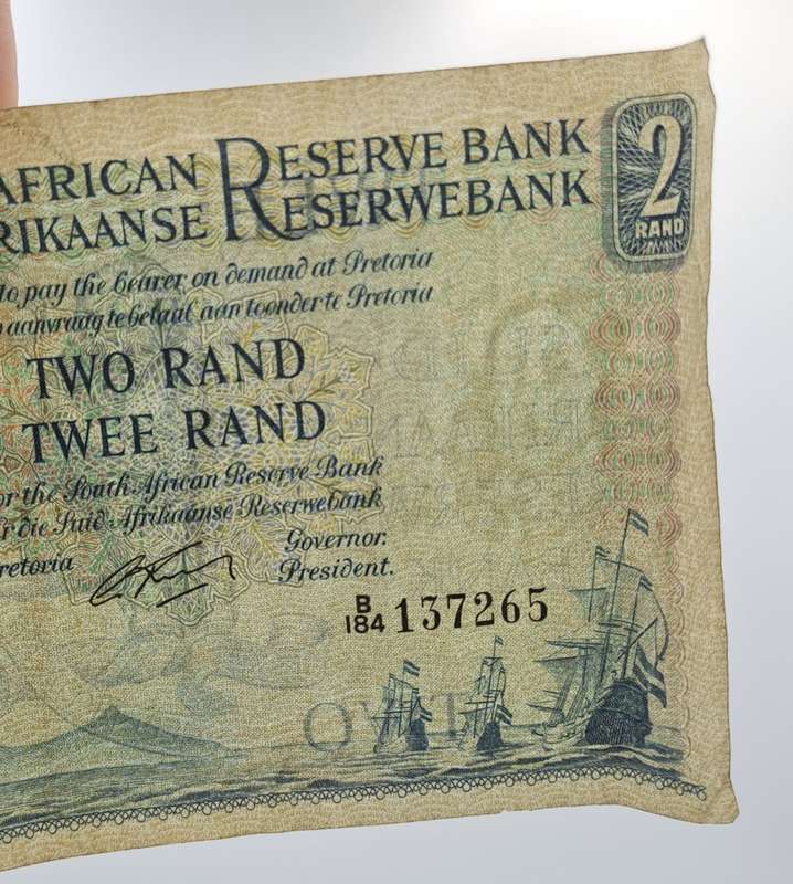 G.Rissik 1962 B184 Prefix - South Africa 2 Rand -Two Rand Bank note Circulated