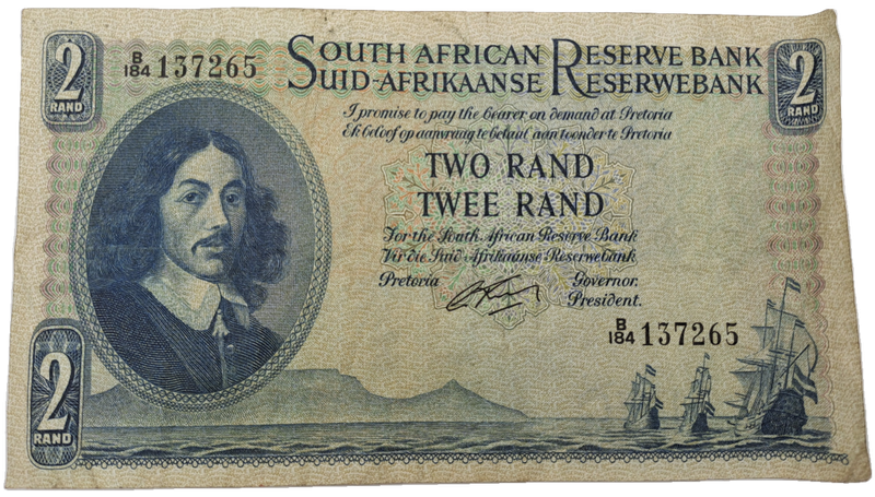 G.Rissik 1962 B184 Prefix - South Africa 2 Rand -Two Rand Bank note Circulated