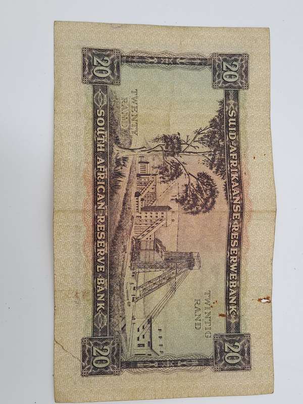 G.Rissik 1962 D2 Prefix - South Africa 20 Rand -Twenty Rand -AFrikaans -English Bank note Circulated