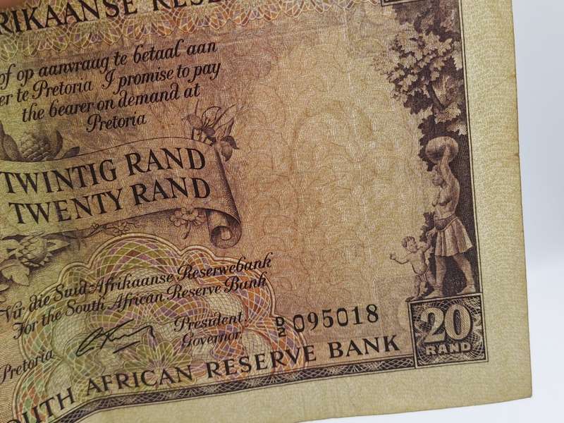 G.Rissik 1962 D2 Prefix - South Africa 20 Rand -Twenty Rand -AFrikaans -English Bank note Circulated
