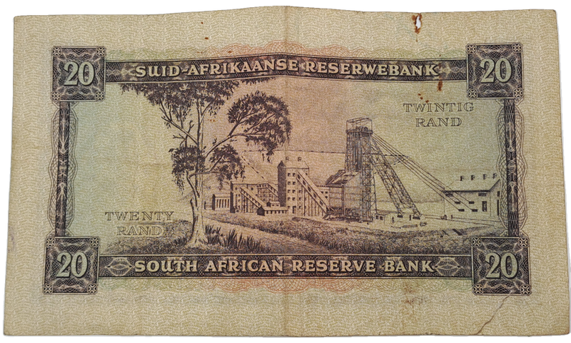 G.Rissik 1962 D2 Prefix - South Africa 20 Rand -Twenty Rand -AFrikaans -English Bank note Circulated
