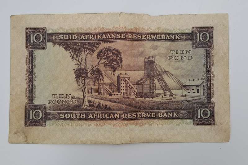 M.H De Kock 1955 South Africa Ten Pound -Tien Pond Bank note Circulated