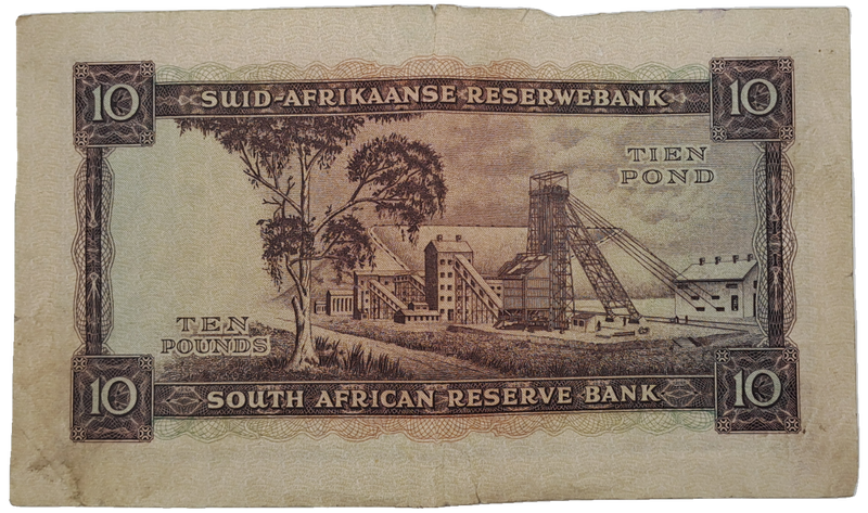M.H De Kock 1955 South Africa Ten Pound -Tien Pond Bank note Circulated