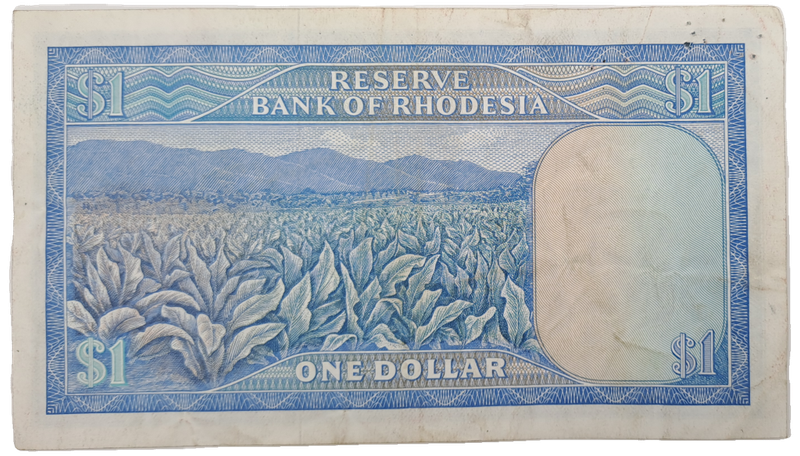 Rare !! 1970 Rhodesia 1 Dollar (One Dollar) Banknote