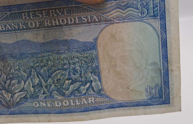 Rare !! 1970 Rhodesia 1 Dollar (One Dollar) Banknote