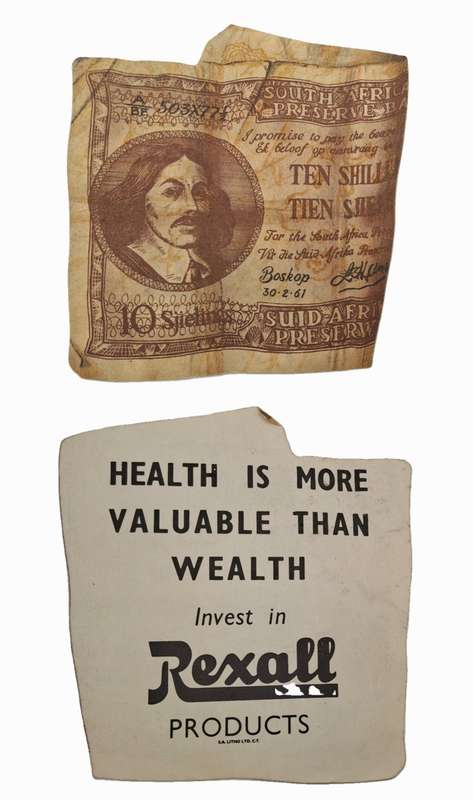 Old `Invest in Rexall Products` 1961 S.A 10 shilling advertisment (3 available)