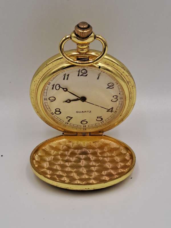 Gold Tone Quartz Pocket watch -Working (No Name )