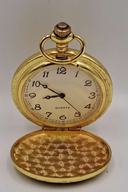 Gold Tone Quartz Pocket watch -Working (No Name )