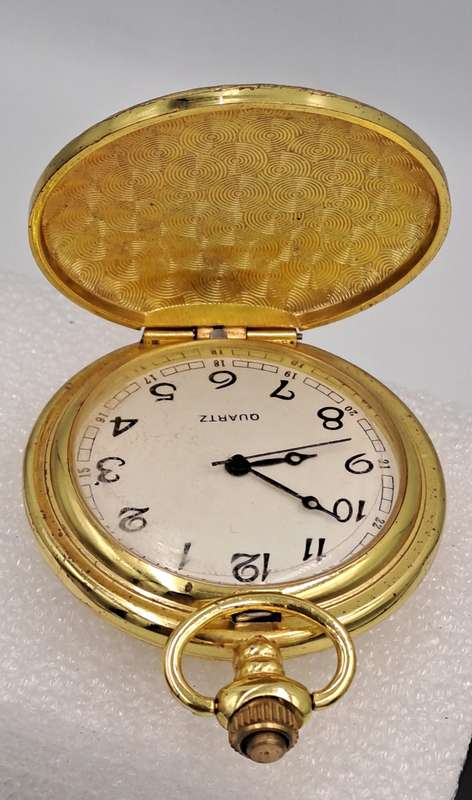 Gold Tone Quartz Pocket watch -Working (No Name )