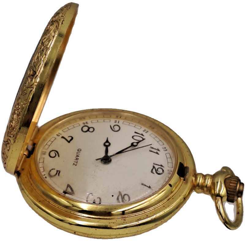Gold Tone Quartz Pocket watch -Working (No Name )