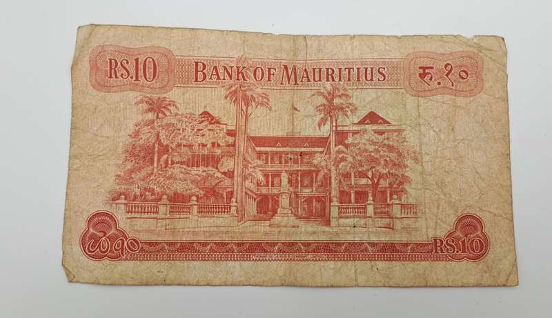 1967  Mauritius 10 Rupees  Bank Note -Circulated