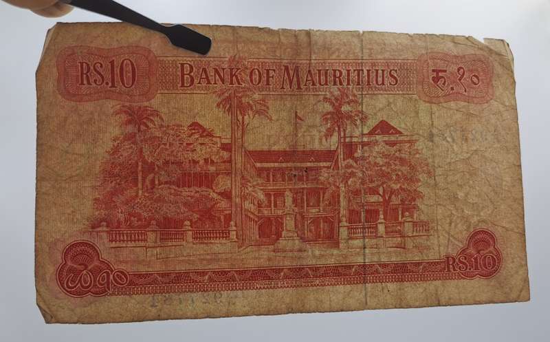 1967  Mauritius 10 Rupees  Bank Note -Circulated