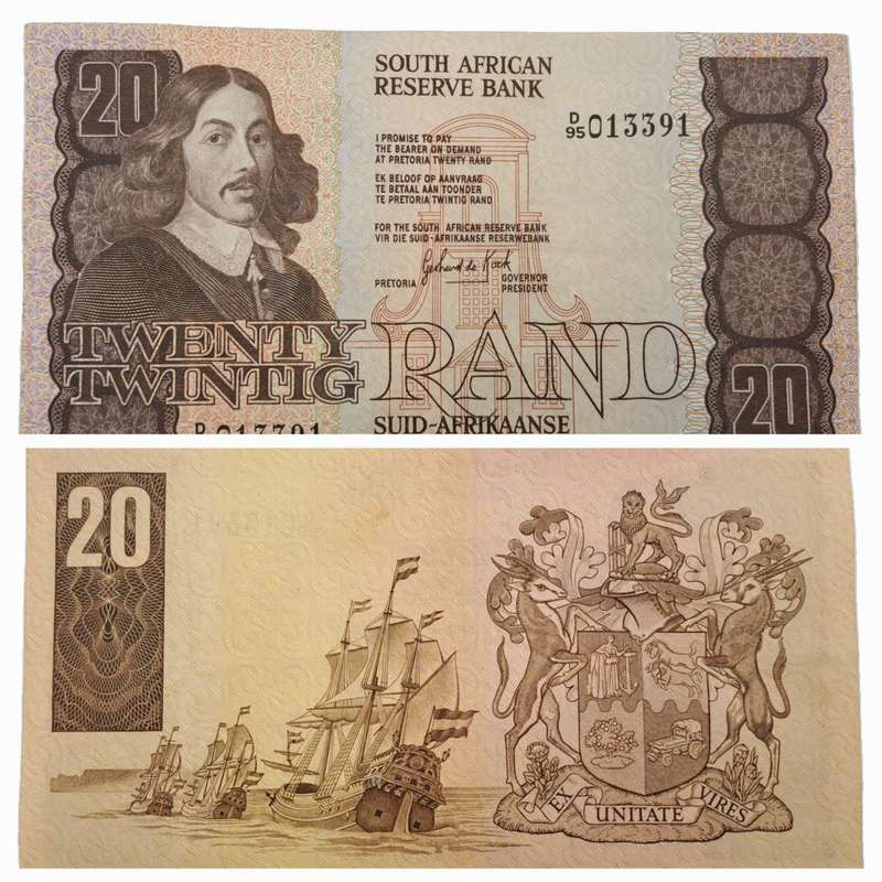 1981 G.P.C. de Kock  -D95 Prefix - South Africa R20-  20 Rand Bank note -
