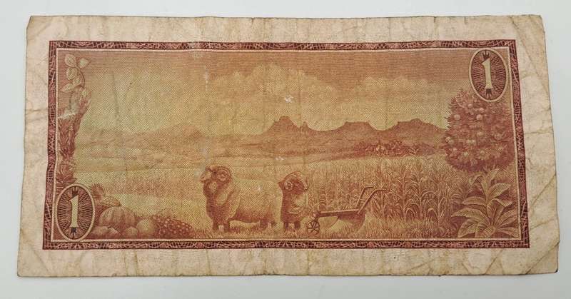 1966 TW de Jongh South Africa 1 Rand- R1 -English -Afrikaans - Prefix A534 -Bank Note