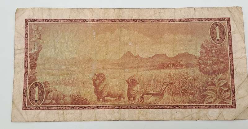 1966 TW de Jongh South Africa 1 Rand- R1 -English -Afrikaans - Prefix A534 -Bank Note