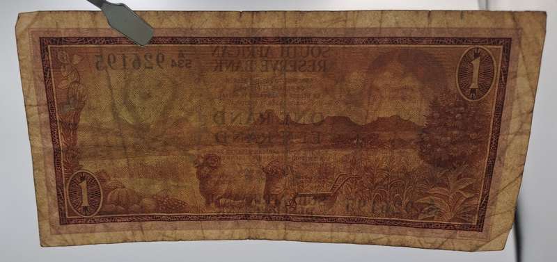 1966 TW de Jongh South Africa 1 Rand- R1 -English -Afrikaans - Prefix A534 -Bank Note