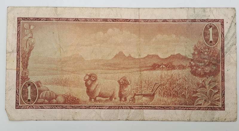 1966 TW de Jongh South Africa 1 Rand- R1 -English -Afrikaans - Prefix A428 -Bank Note