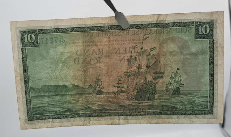 1966 TW de Jongh South Africa 10 Rand- R10 -Afrikaans-English - Prefix C64 -Bank Note