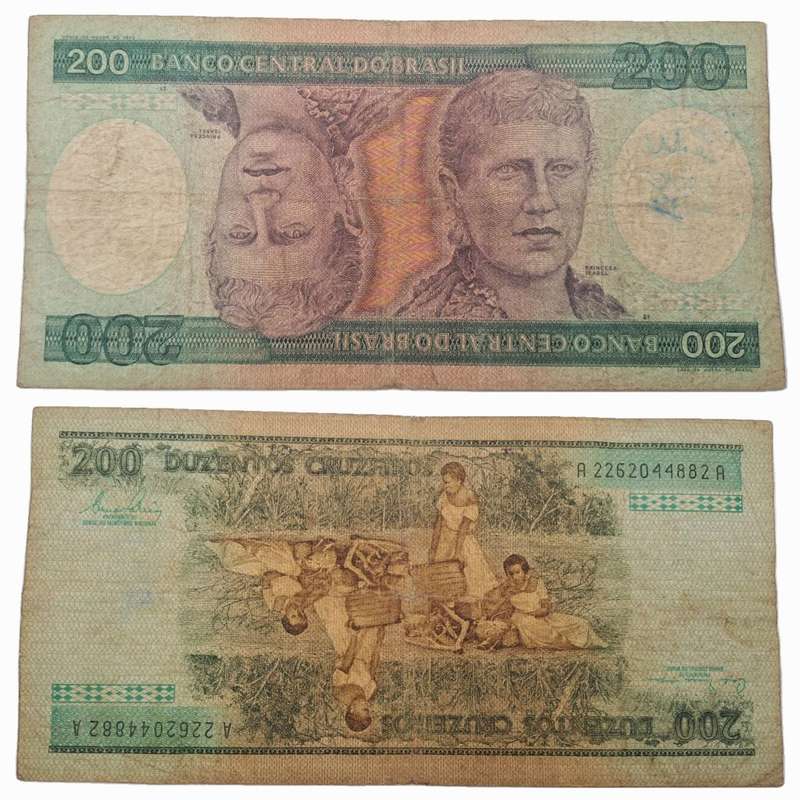 1981-1984  Brazil 200 Cruzeiros Bank note -Circulated